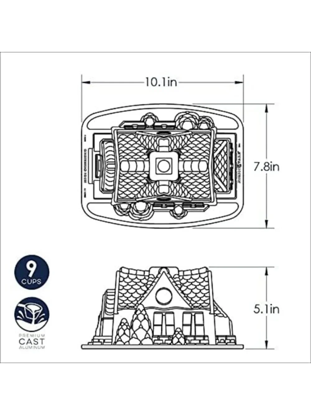 Gingerbread House Bundt Pan - Festive Holiday Baking Mold for Unique Desserts